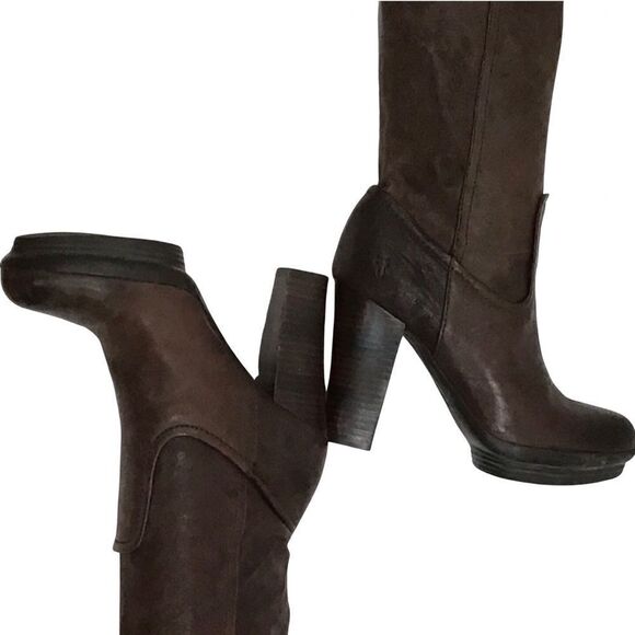 FRYE Leather Scrunch Brown Boots, Size 6.5 - Picture 7 of 12